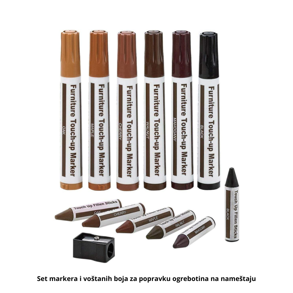 Set markera i voštanih boja za popravku ogrebotina na nameštaju