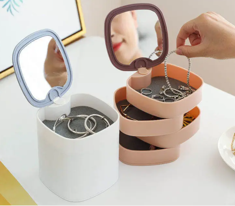 4-сlojни окретни организатор за накит са огледалом