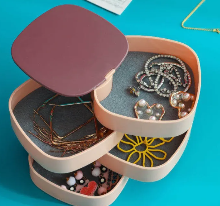 4-сlojни окретни организатор за накит са огледалом