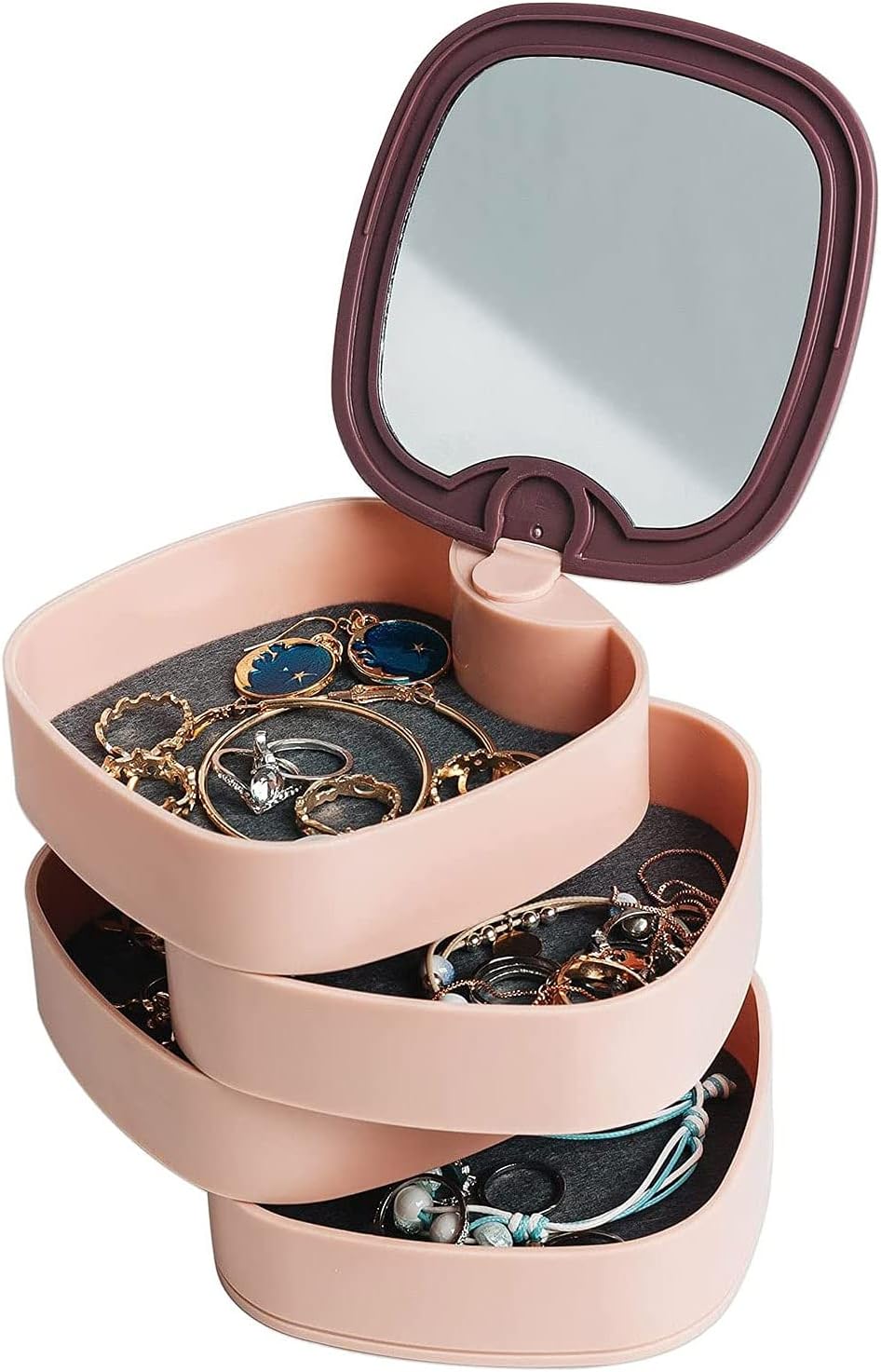 4-сlojни окретни организатор за накит са огледалом
