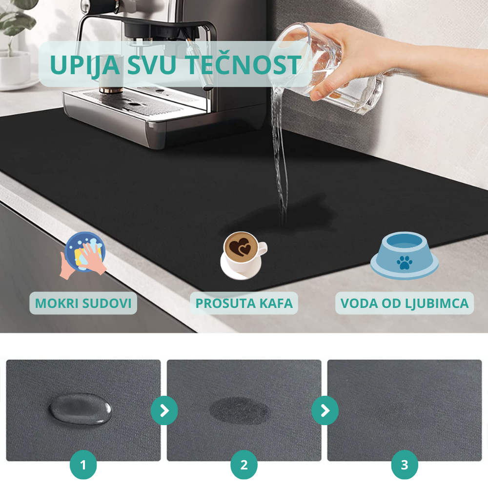 DryAway - Brzoupijaju?a podloga za sušenje sudova i vodu ku?nih ljubimaca