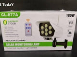 Solarna lampa u obliku kamere za osvetljenje staza i pejzažnih površina.