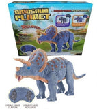 Triceratops igračka sa pokretnom glavom i svetlećim očima.