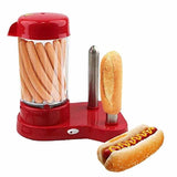 Aparat za hot dog u crveno-srebrnoj kombinaciji boja.