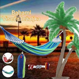 Viseća ležaljka Bahami sa pamučnim platnom, pletenim kanapima i drvenim letvicama.
