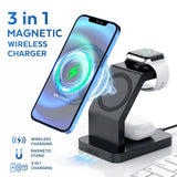 Bežični punjač 3 u 1 namenjen punjenju iPhone telefona, Apple Watch sata i AirPods slušalica.