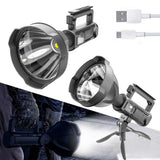 Crna ručna LED lampa prikazana na fotografiji proizvoda.