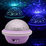 Noćna LED lampa sa zvezdanim motivom, dostupna u roze i zelenoj boji.
