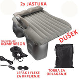 Pogled na dušek za automobil sa priloženim jastukom.