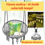 Dekorativna viseća stolica sa pamučnim pletivom.