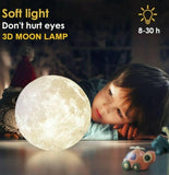 3D lampa u obliku meseca sa višebojnim osvetljenjem.