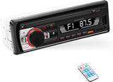Na slici je crni auto radio za upotrebu u vozilu.