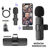 Bežični mikrofon za snimanje zvuka telefonom.