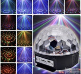 LED RGB disko kugla koja stvara šarene svetlosne efekte.