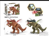 Robot-dinosaurus koji hoda i ispušta paru iz usta tokom igre.