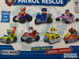 Rajder i vozilo iz Patrolnih šapa prikazani kao komplet igračke.