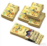 Prikaz seta od 55 Pokémon karata zlatne boje.