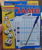 Na slici je prikazana društvena igra Jamb.