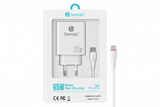 GaN punjač od 65 W prikazan sa USB-C kablom.