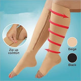 Prikazane su Zip Sox čarape za kompresiju sa rajsferšlusom.
